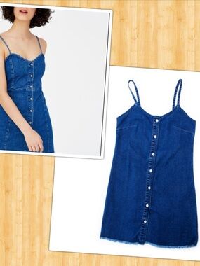 1616 Holdings Chic Blue Denim Dress with Button Accents Size Medium